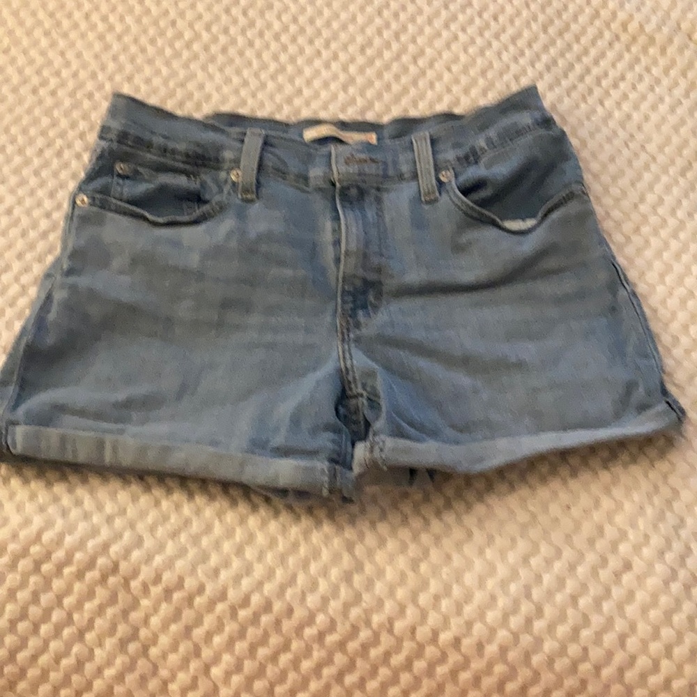 Mid length jean shorts